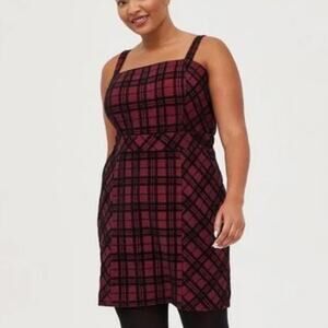 Torrid Plaid Knit Mini Dress Plus Size 1X Whimsigoth Dark Academia Grunge Goth